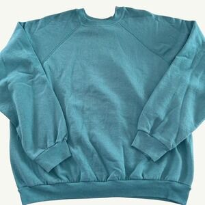 Vintage Y2K Ultra Fleece Blank Crewneck Sweatshirt Teal Green Size L USA